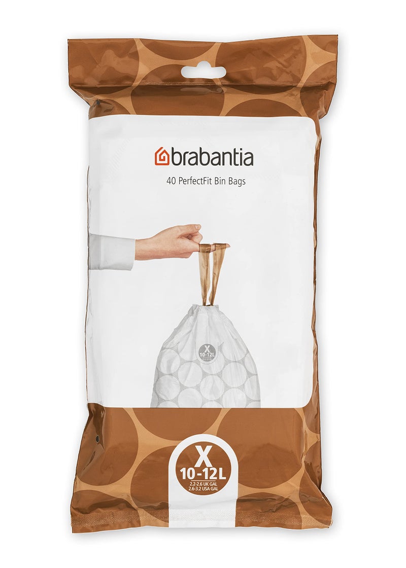 Brabantia PerfectFit Trash Bags Size X2632 Gal Thick Plastic Trash Can Liners with Drawstring Handles 40 Bags